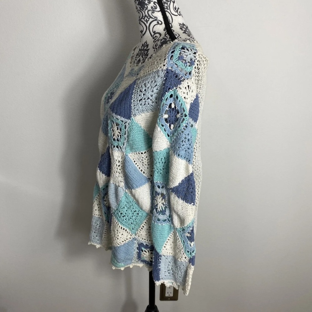 Vintage Granny Square Patchwork Lightweight Sweat… - image 4